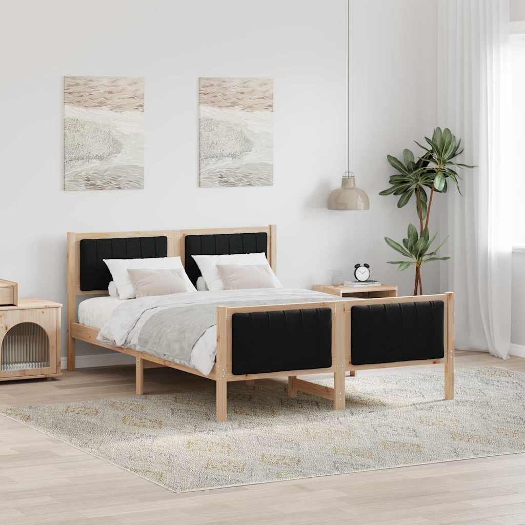 vidaXL vidaXL Rama łóżka brązowo-czarny 140 x 190 cm Lite drewno sosnowe