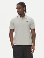 Koszulki męskie - adidas Polo Essentials Small Logo JE9022 Szary Regular Fit - miniaturka - grafika 1