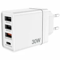 Ładowarki do telefonów - Verbatim Ładowarka sieciowa 30W 3xUSB-A/ USB-C PD 3.0 Biała - miniaturka - grafika 1