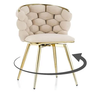 Krzesło obrotowe DC-3039 beż welur #5 złote nogi - Krzesła - miniaturka - grafika 1