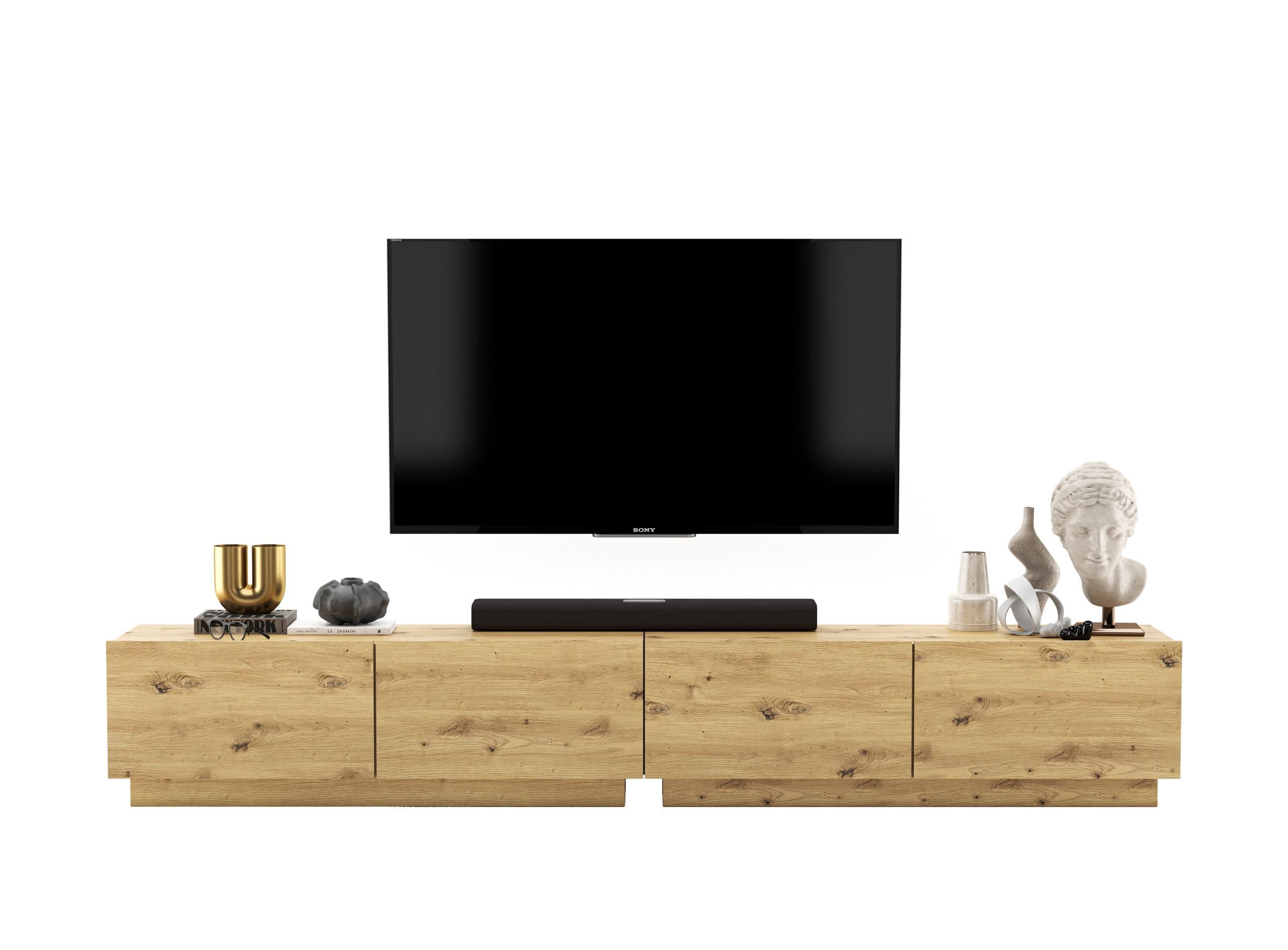 Uniwersalna Komoda RTV Industrialna Szafka RTV Loft Dąb Artisan Mat zestaw 240 cm