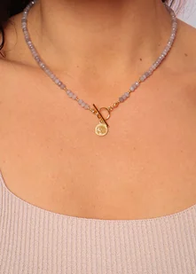 Naszyjnik jadeit jasny szary toggle z zawieszką - Naszyjniki - miniaturka - grafika 1
