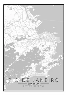Plakat, Rio de Janeiro mapa czarno biała, 40x50 cm - Plakaty - miniaturka - grafika 1