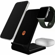 Stacje dokujące do telefonów - Ładowarka bezprzewodowa STM Chargetree 3w1 Qi dla Apple Watch / Airpods / iPhone / Smartfony z Qi, czarna - miniaturka - grafika 1