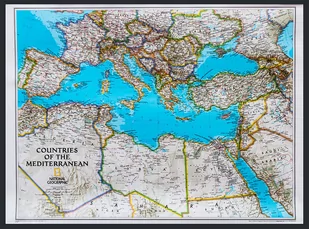 National Geographic, Kraje Śródziemnomorskie Classic mapa ścienna polityczna na podkładzie w drewnianej ramie, 1:6 957 000 - Mapy i plansze edukacyjne - miniaturka - grafika 1