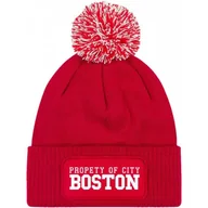 Czapki damskie - Czapka Czerwona z Pomponem BOSTON CITY Zimowa Na Prezent Wzory - miniaturka - grafika 1