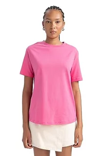 Koszulki i topy damskie - DeFacto Damska koszulka – klasyczna koszulka basic dla kobiet – wygodna koszulka dla kobiet, Rosa, S - grafika 1