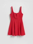 Sukienki - Reserved - Sukienka mini z wiskozą - czerwony - miniaturka - grafika 1
