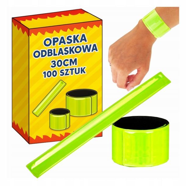 100x Opaska Odblaskowa Samozaciskowa 30cm Na Rękę Nogę Rower Plecak