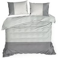 Pościel - Pościel bawełniana 220x200 Nova D biała stalowa dwukolorowa z ozdobną lamówką Eurofirany - miniaturka - grafika 1