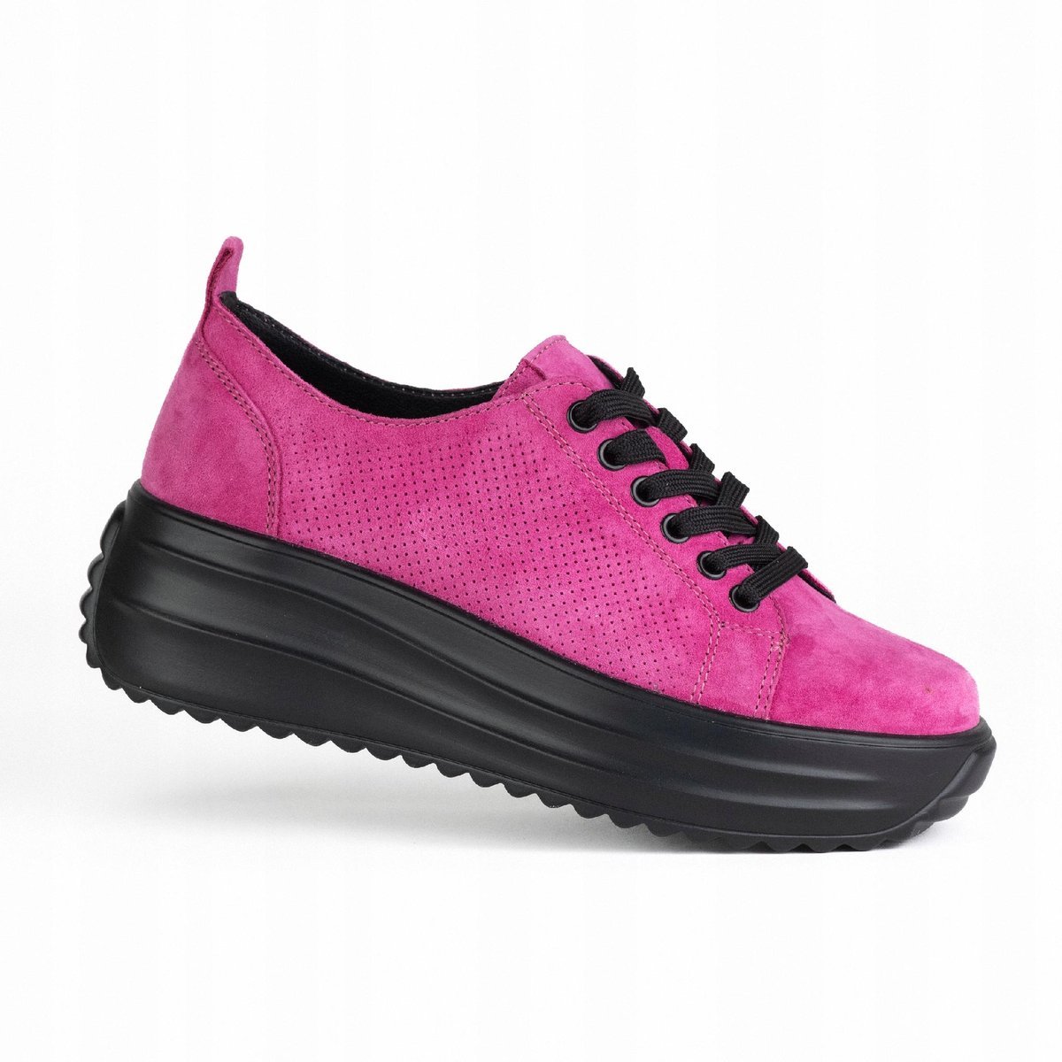 Sportowe damskie sneakersy GOODIN GD-XW-1048 skóra zamsz ażurek fuksja 38