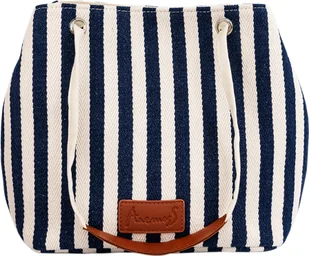 Torba na ramię Anemoss, damska torba na ramię, torba podróżna, prezent dla kobiet i dziewcząt, torba do ręki i na ramię, torba na zakupy w kształcie wiadra, duża pojemność, granatowa w paski - Torby podróżne - miniaturka - grafika 1