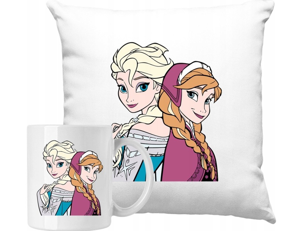 ZESTAW PODUSZKA + KUBEK Frozen Anna Elsa Pomysł Na Prezent +IMIĘ #2
