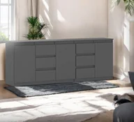 Komody - Komoda 6 Szuflad Pojemna Szafka Salon Sypialnia Best Agnes 200cm Szara Mat - miniaturka - grafika 1