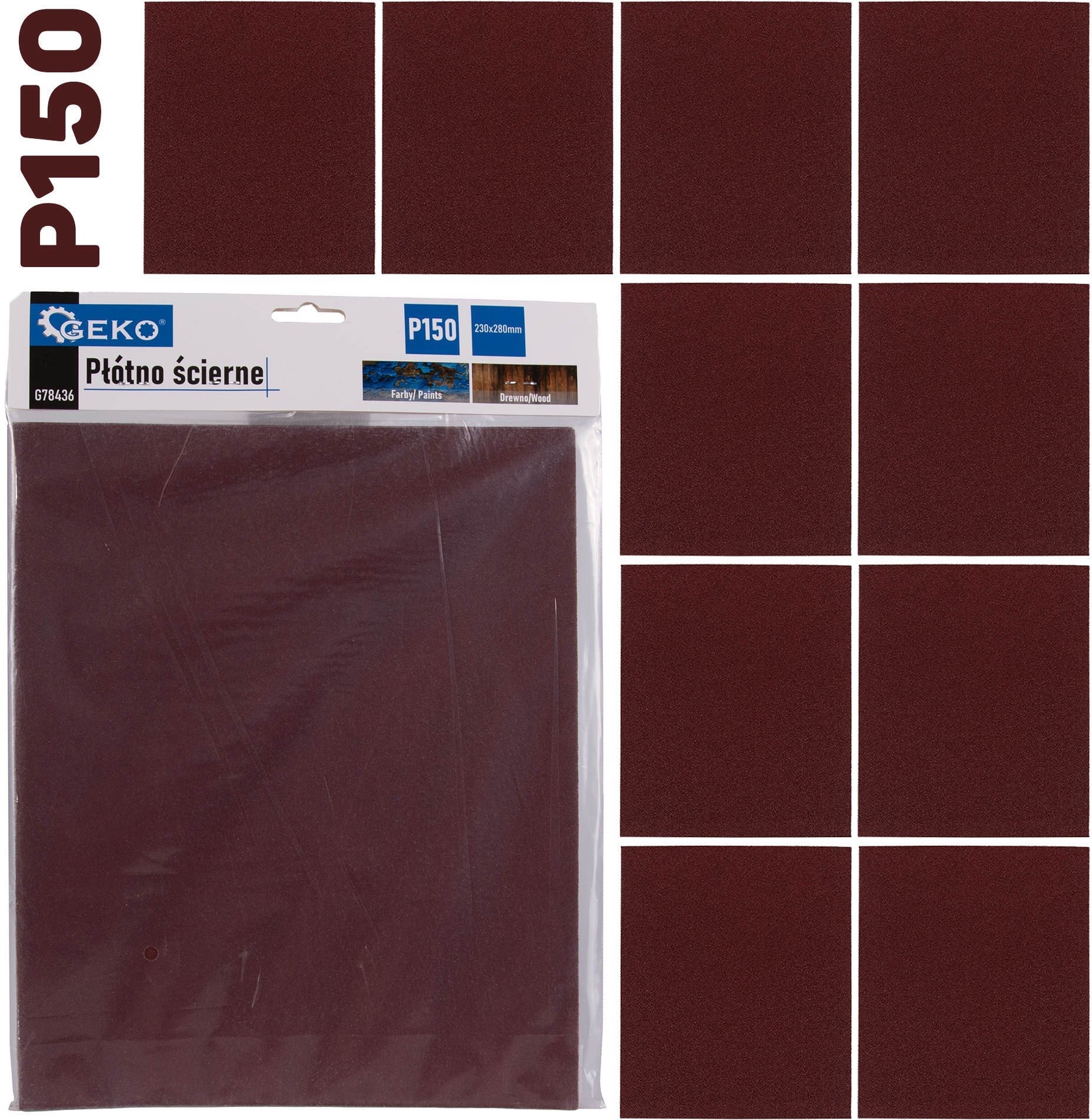 Geko Płótno ścierne – arkusz 230x280mm P150 10/500