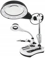 Mikroskopy i lupy - LUPA SZKŁO POWIĘKSZAJĄCE 108mm/2,5X + 30mm/10X + TRZECIA RĘKA LAMPA LED - miniaturka - grafika 1