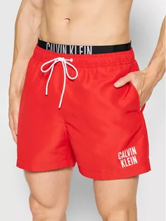 Kąpielówki męskie - Szorty kąpielowe Medium Double KM0KM00702 Czerwony Regular Fit - Calvin Klein Swimwear - grafika 1