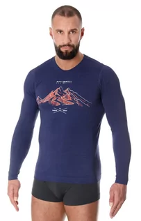 Koszulki męskie - LS14140A/A17 koszulka męska termoaktywna dł., Kolor ciemnoniebieski, Rozmiar L, Brubeck - grafika 1