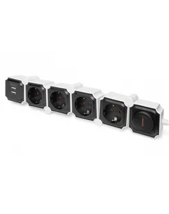 Digitus Listwa zasilająca elastyczna 4 gniazdowa 3680W/16A 2x USB (5V/2.4A) 6 modułów DA-70620 - Listwy zasilające - miniaturka - grafika 3