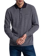Bluzy męskie - Pierre Cardin Męska bluza polo z długim rękawem, granatowa, S - miniaturka - grafika 1