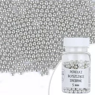 Dodatki do ciast w proszku - Posypka cukrowa PEREŁKI BŁYSZCZĄCE SREBRNE ⌀ 5 mm Sweet Decor, 40 g - miniaturka - grafika 1