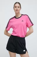 Koszulki sportowe damskie - adidas t-shirt bawełniany damski kolor różowy IS1565 - miniaturka - grafika 1