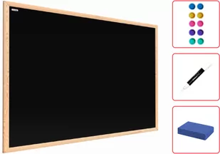 Tablica kredowa magnetyczna 100x80 cm czarna w ramie drewnianej + gratis - Tablice i flipcharty - miniaturka - grafika 1