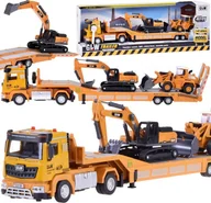 Samochody i pojazdy dla dzieci - Jokomisiada Tir Laweta Koparka i Spychacz Zestaw z dźwiękiem Małego Budowlańca ZA5008 - miniaturka - grafika 1