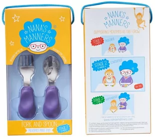 Nanas Manners 2 widelec i łyżka PURPLE 1-3 lat - Sztućce dla dzieci - miniaturka - grafika 1
