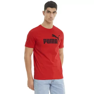 Koszulki męskie - Puma Koszulka Męska T-Shirt Ess Logo Tee Red 586666 11 M - grafika 1