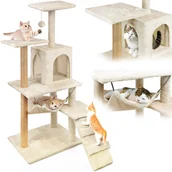 Drapaki dla kotów - Drapak dla kota, domek z zabawką, wysoki, 6 poziomów, legowisko, Comfort Line beżowy - miniaturka - grafika 1