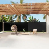 Pawilony ogrodowe - vidaXL Zwijana markiza boczna, czarna, 180 x 1200 cm vidaXL - miniaturka - grafika 1