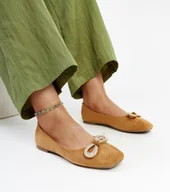 Mokasyny damskie - Brązowe balerinki z kokardką Gaillou-36 - miniaturka - grafika 1