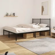Łóżka - Metalowa rama łóżka z wezgłowiem, czarna, 160x200 cm Lumarko! - miniaturka - grafika 1