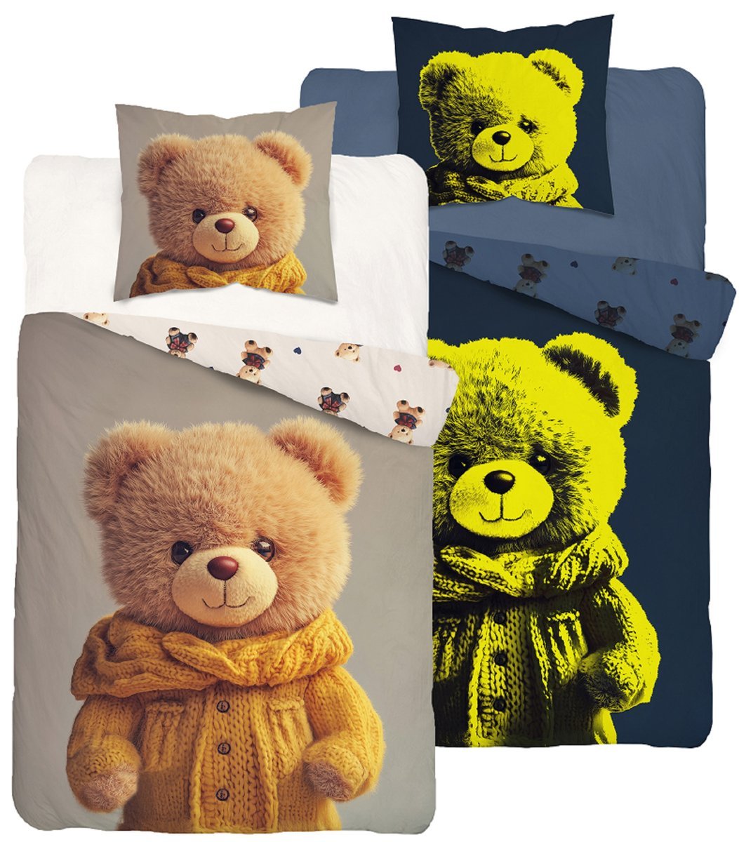 Pościel bawełniana świecąca w ciemności 160x200 Miś z Misiem