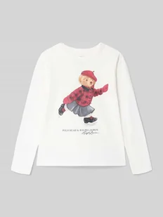 Bluzka z długim rękawem i nadrukiem z logo - Koszulki dla dziewczynek - miniaturka - grafika 1