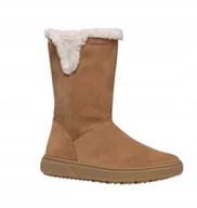 Kozaki damskie - GEOX KOZAKI ZIMOWE ZAMSZOWE BEŻOWE Z OCIEPLENIEM I USZTYWNIENIEM 33 T6A - miniaturka - grafika 1