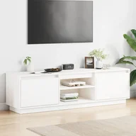 Szafki RTV - vidaXL Szafka pod TV biała 140x35x40 cm lite drewno sosnowe - miniaturka - grafika 1