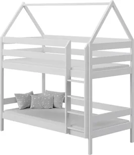 Elior Białe drewniane łóżko piętrowe dziecięce - Zuzu 3X 190x90 cm - Łóżka dla dzieci i młodzieży - miniaturka - grafika 1
