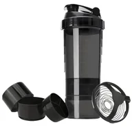 Shakery i bidony sportowe - SHAKER SZEJKER Z POJEMNIKAMI NA ODŻYWKI BIAŁKO SPRĘŻYNA MIESZAJĄCA 500 ML - miniaturka - grafika 1
