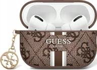Akcesoria do słuchawek - Guess Guess GUAP2P4RPSW AirPods Pro 2 2022/2023 cover brown/brown 4G Printed Stripes Charm - miniaturka - grafika 1