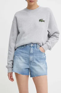 Pepe Jeans szorty jeansowe damskie kolor niebieski gładkie high waist - Spodenki damskie - miniaturka - grafika 1