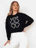 Swetry damskie - Sweter damski z nadrukiem CLOVER czarny Dstreet MY2300 - miniaturka - grafika 1