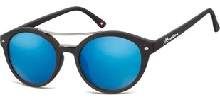 Okulary okrągłe czarne lenonki lustrzane MS21A - Okulary korekcyjne, oprawki, szkła - miniaturka - grafika 1