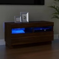 Szafki RTV - Lumarko Szafka pod TV z oświetleniem LED, brązowy dąb, 80x35x40 cm - miniaturka - grafika 1