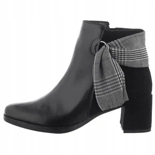 Czarne botki damskie Maciejka 04295-01skóra eleganckie słupek r.38 - Botki damskie - miniaturka - grafika 1