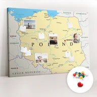 Tablice i flipcharty - Duża Tablica, Korek 100x140 cm Wzór Polityczna mapa Polski + Pinezki Kolorowe - miniaturka - grafika 1