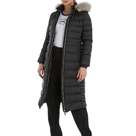Płaszcze damskie - Tommy Hilfiger Damskie puchowe płaszcze Tyra Down Maxi z futrzanym puchem, Czarny, XS - miniaturka - grafika 1