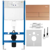 Stelaże i zestawy podtynkowe do WC - Rea Stelaż zestaw podtynkowy do mis WC z przyciskiem T Miedź Szczotkowana - miniaturka - grafika 1