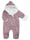 Pajacyki dla niemowląt - Niemowlęcy pajac dresowy z luną w kwiaty różowy Nicol,r.68 - miniaturka - grafika 1